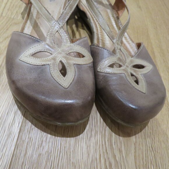 JAFA Antique Distressed Brown Strappy Cut Out Leather Comfort Sandals Boho - Picture 6 of 14